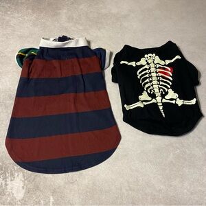 Dog Clothes Lot Rowing Blazers Rugby Shirt Old Navy Heart Skeleton Black Shirt